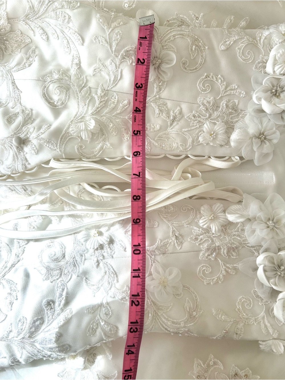VTG NWOT Tag 10 Fits 2/4 Maggie Sottero Couture Bridal Gown 3D Floral Dress - Picture 12 of 17
